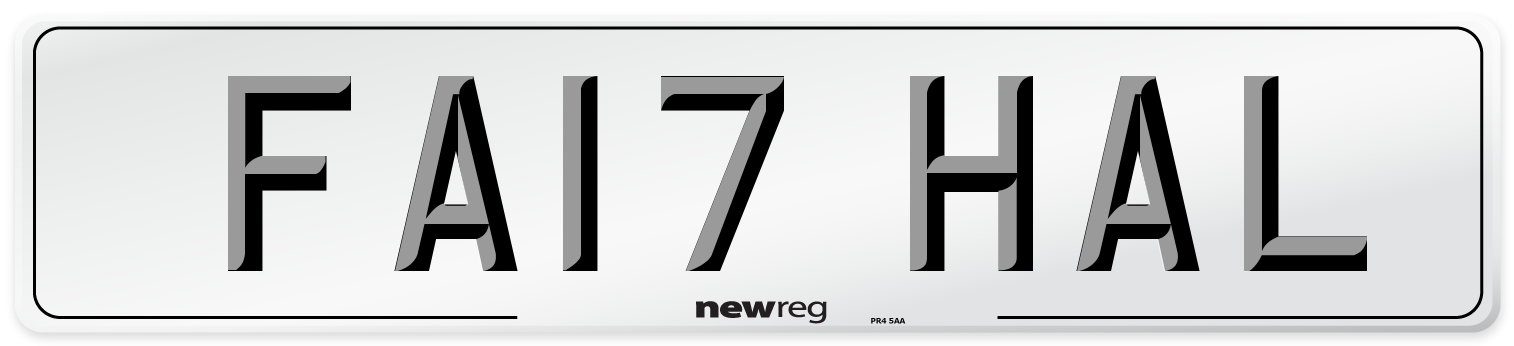 FA17 HAL Number Plate from New Reg